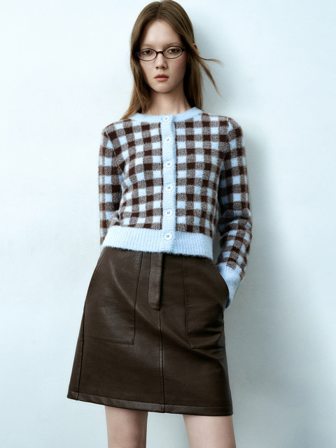 Custom Vintage Fashion Houndstooth Knitted Cardigan