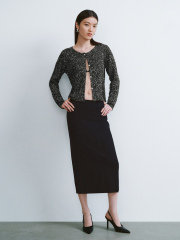 ODM Women’s Black Glitter Button-Up Cardigan