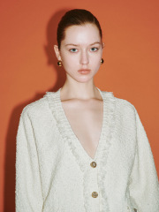 ODM Luxuriously Chanel Buttons Textured Cream Boucle Cardigan