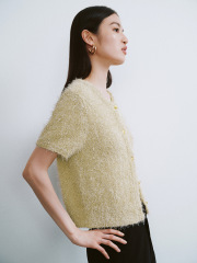 ODM French style crew neck Soft Textured Button-Up Cardigan