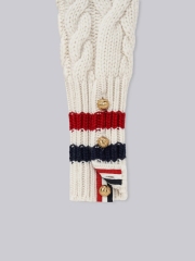 ODM TB Classic Cable-Knit V-Neck Sweater with Signature Stripes