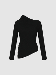 Factory Direct Off-the-Shoulder Ribbed Knit Top