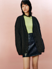 Customized trendy casual all-match sequined V-neck Oversize knitted cardigan