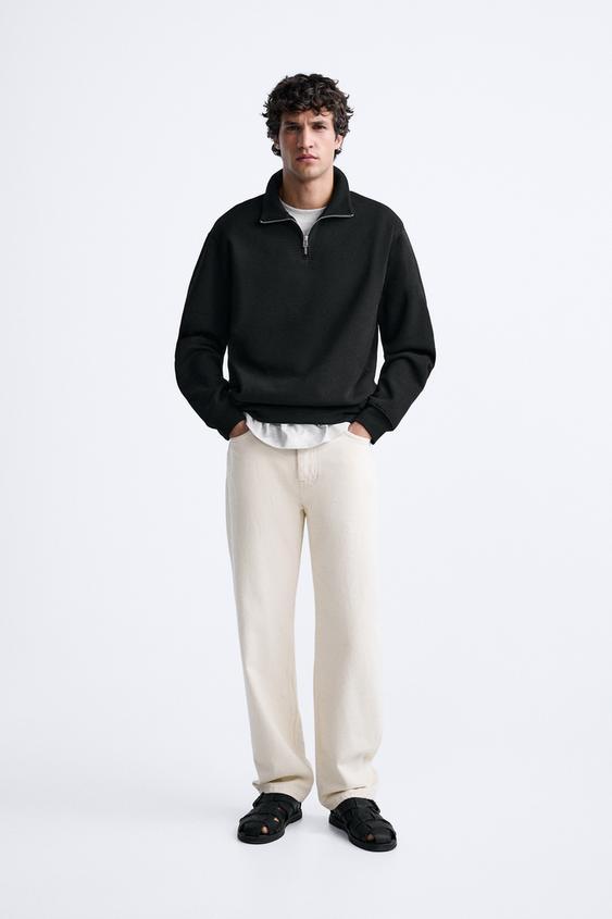 Customized Men's Black Half-Zip Pullover Sweater