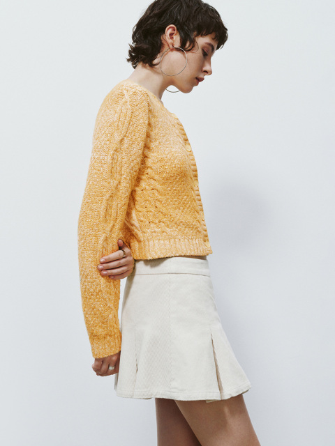 Factory  Soft Yellow Elegant Cropped Knit Cardigan