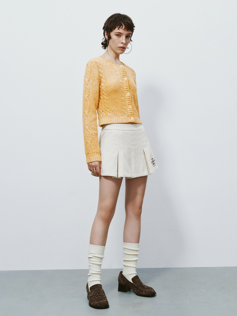 Factory  Soft Yellow Elegant Cropped Knit Cardigan