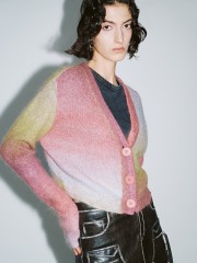ODM Women's Multicolor Fuzzy Button-Down Cardigan