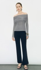 ODM Off-Shoulder Slim-Fit  Grey Sweater Top