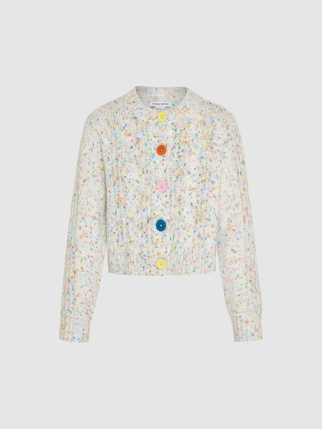 Custom Multicolor Speckled Vibrant Button Detail Knit Cardigan