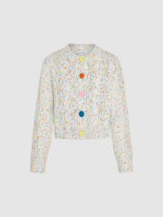 Custom Multicolor Speckled Vibrant Button Detail Knit Cardigan