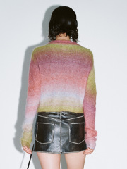 ODM Women's Multicolor Fuzzy Button-Down Cardigan