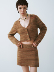 Wholesales Rustic Brown Cropped Knit Cardigan