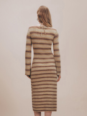ODM Elegant Maillard Striped Knit Dress