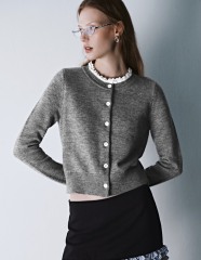 Factory Vintage-Inspired Grey Knit Cardigan