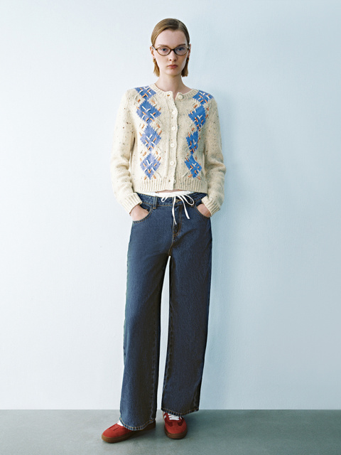 ODM Embroidered Button-Down Knit Floral Accents Cardigan