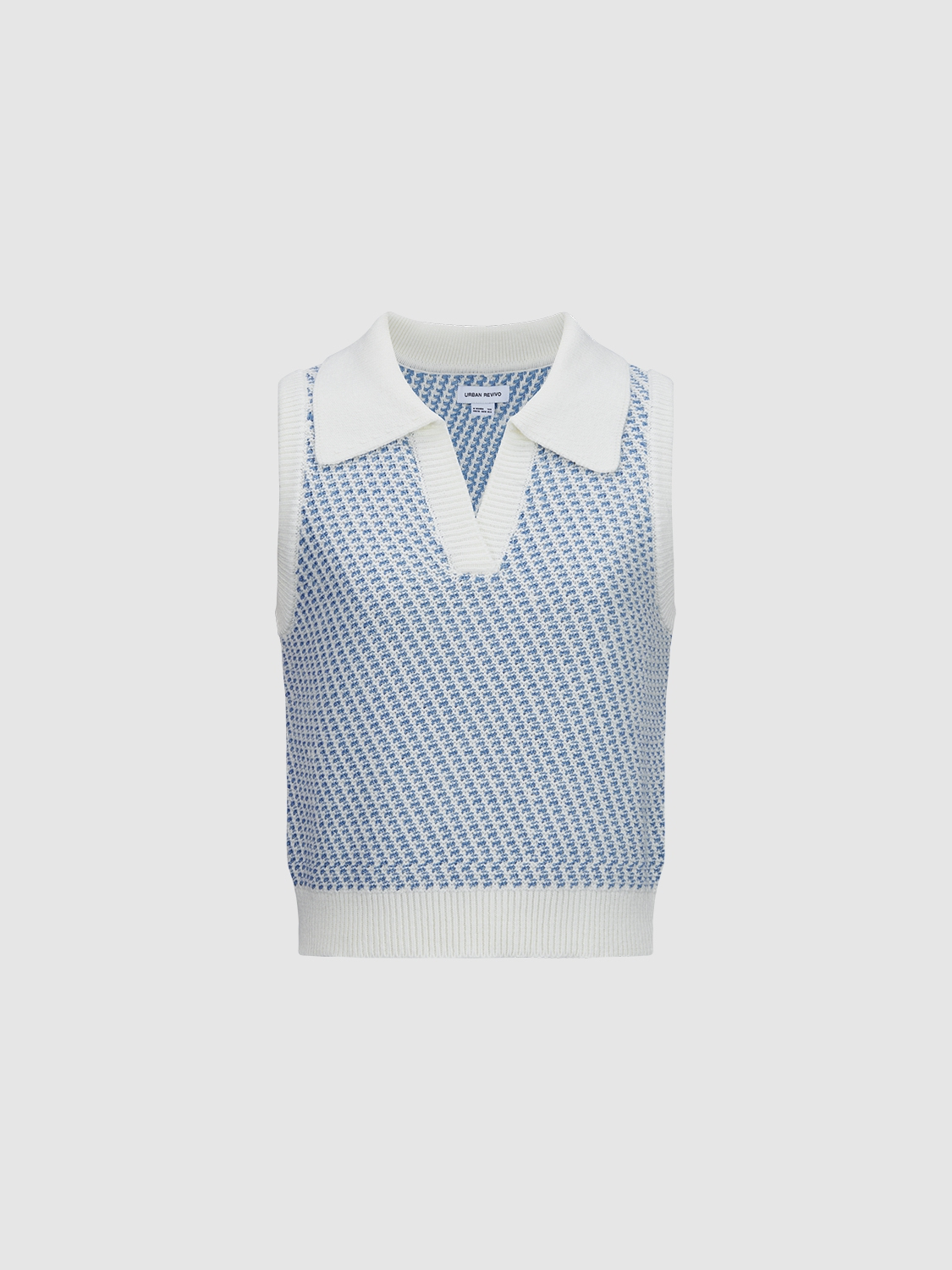 ODM Stylish Sleeveless Collared Knit Top