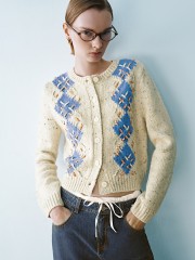 ODM Embroidered Button-Down Knit Floral Accents Cardigan