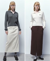 ODM Women's Cable-Knit Sweater with Contrasting Collar and Hem