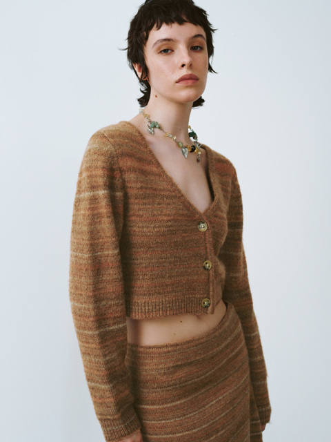 Wholesales Rustic Brown Cropped Knit Cardigan