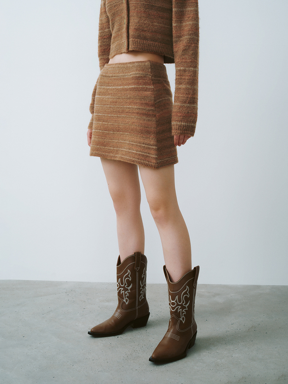 OEM Rustic Brown Knit Mini Skirt