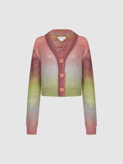 ODM Women's Multicolor Fuzzy Button-Down Cardigan
