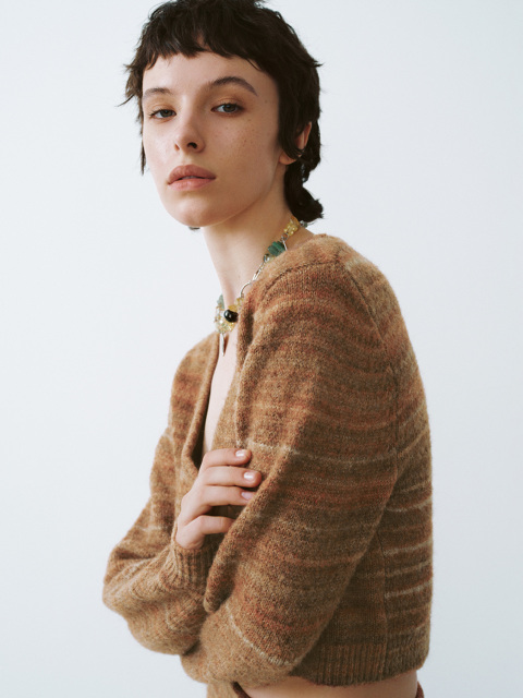 Wholesales Rustic Brown Cropped Knit Cardigan