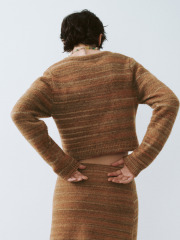 Wholesales Rustic Brown Cropped Knit Cardigan