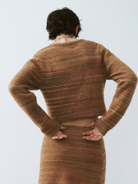 Wholesales Rustic Brown Cropped Knit Cardigan