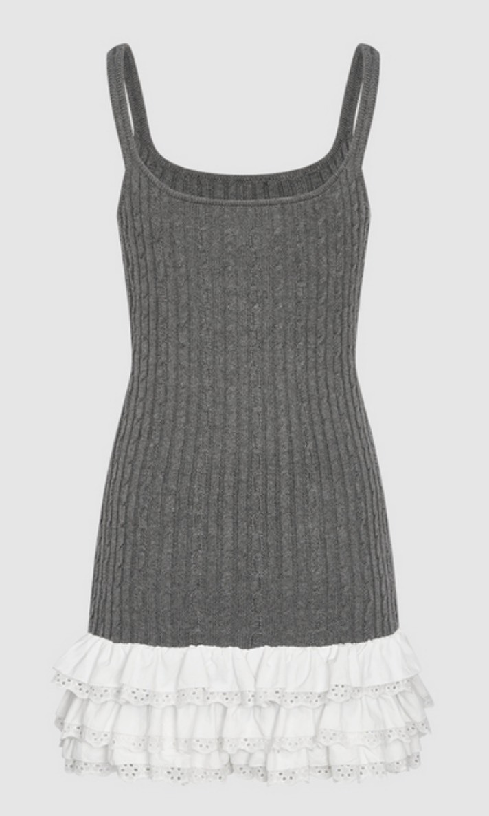 Wholesale Women's Ribbed Knit Dress with Tiered Ruffle Hem