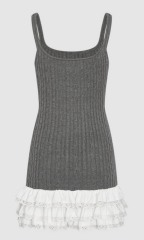 Wholesale Women's Ribbed Knit Dress with Tiered Ruffle Hem