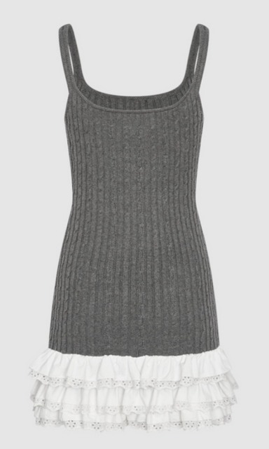 Wholesale Women's Ribbed Knit Dress with Tiered Ruffle Hem