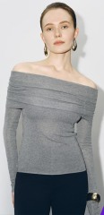 ODM Off-Shoulder Slim-Fit  Grey Sweater Top