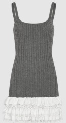 Wholesale Women's Ribbed Knit Dress with Tiered Ruffle Hem