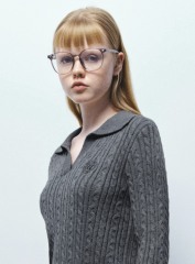 ODM Women's Cable-Knit Sweater with Contrasting Collar and Hem