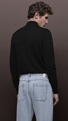 Customize Men’s Classic High-Neck  Sleek Sophisticated Timeless Black Sweater
