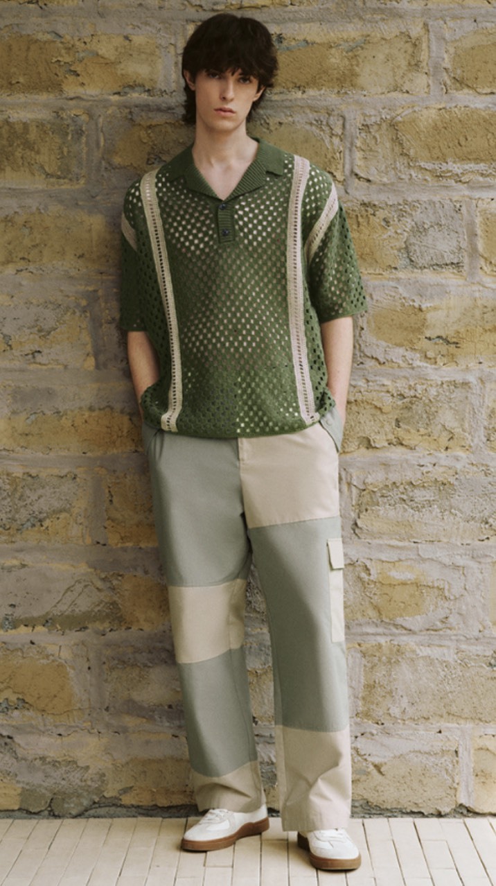 ODM Men’s Crochet Knit A Unique Blend of Retro and Contemporary Fashion Polo Shirt