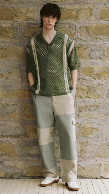 ODM Men’s Crochet Knit A Unique Blend of Retro and Contemporary Fashion Polo Shirt