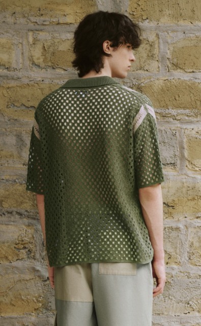 ODM Men’s Crochet Knit A Unique Blend of Retro and Contemporary Fashion Polo Shirt