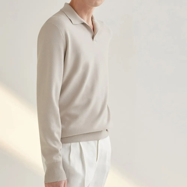 OEM Men’s Long-Sleeve Refined Elegance with Casual Comfort Polo Sweater