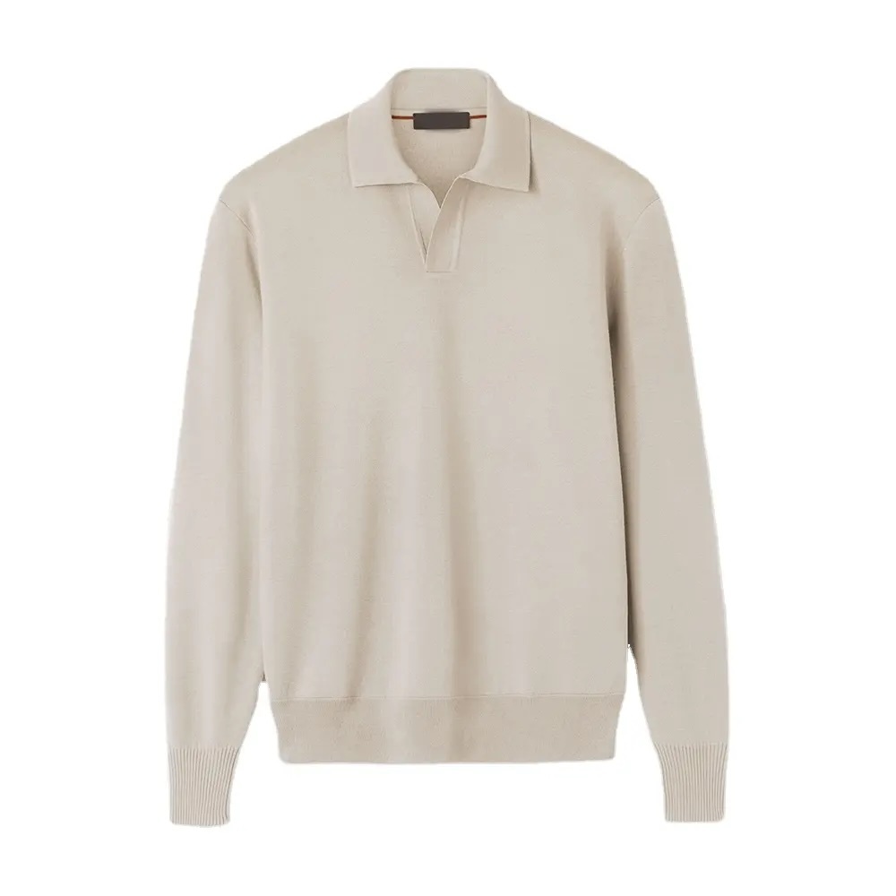 OEM Men’s Long-Sleeve Refined Elegance with Casual Comfort Polo Sweater
