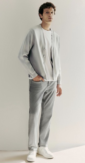 Factory Men's Classic Simplicity  Modern Comfort Minimalist Button-Up Cardigan