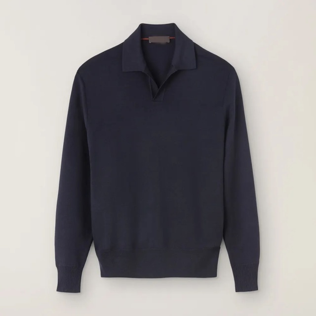 OEM Men’s Long-Sleeve Refined Elegance with Casual Comfort Polo Sweater