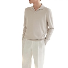 OEM Men’s Long-Sleeve Refined Elegance with Casual Comfort Polo Sweater