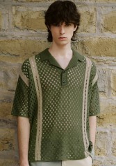 ODM Men’s Crochet Knit A Unique Blend of Retro and Contemporary Fashion Polo Shirt