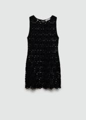 Custom Black Sleeveless Crochet Mini Dress – Elegant Summer Party Dress
