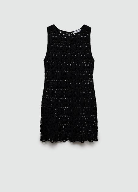 Custom Black Sleeveless Crochet Mini Dress – Elegant Summer Party Dress