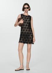 Custom Black Sleeveless Crochet Mini Dress – Elegant Summer Party Dress