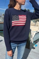 Custom Women’s American Classic Patriotic Style Flag Knit Sweater