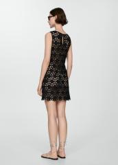 Custom Black Sleeveless Crochet Mini Dress – Elegant Summer Party Dress