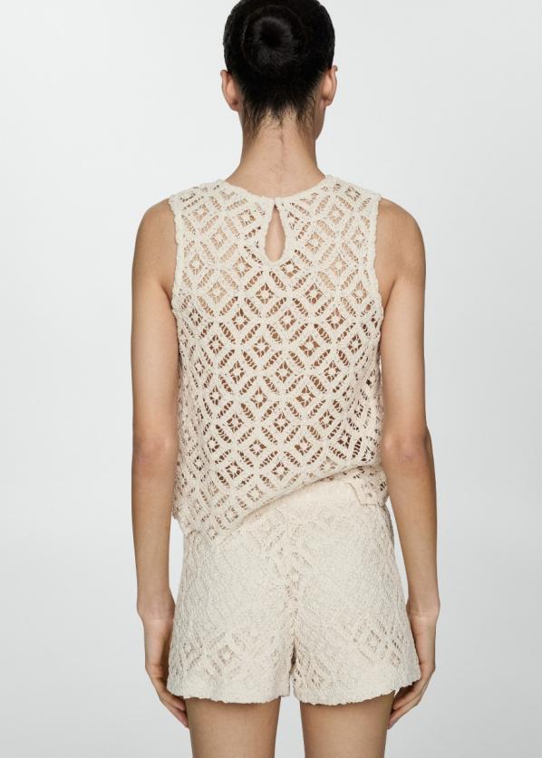 ODM Sleeveless Casual Summer Chic Crochet Tank Top and Matching Shorts Set